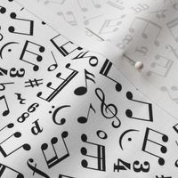 Small Scale Black Music Notes on White
