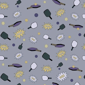 Bold Preppy Pickleball Pattern in Slate Gray and Blue Violet Purple