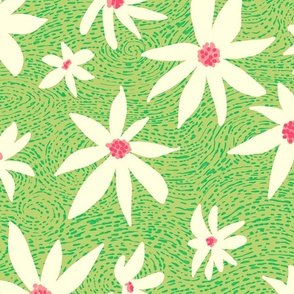 Preppy Daisies in bright pink and green