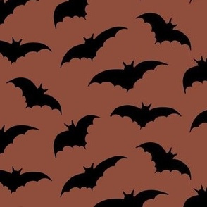 Cute Halloween Bats on Rust Brown