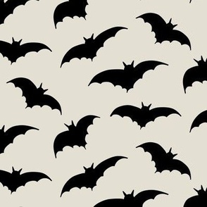 Cute Halloween Bats on Linen Off White