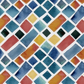 Geometric Watercolor - Geometric diagonal rectangles M