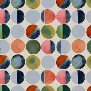 Geometric Watercolor - Geometric mid century circles M