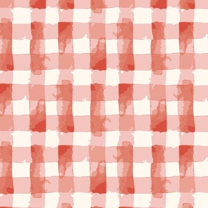 Painted Watercolor Gingham - Checks - Scarlet Red