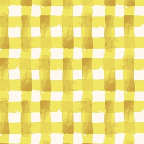 Painted Watercolor Gingham - Checks - Happy Sunshine Yellow 