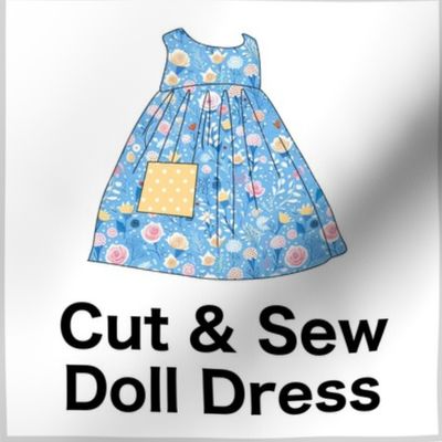 Spring Roses Cut & Sew Doll Dress on FAT QUARTER for Forever Virginia Dolls and other 1/8, 1/6 and 1/5 scale child dolls  (Flowers) // little small scale tiny mini micro doll 