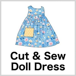 Spring Roses Cut & Sew Doll Dress on FAT QUARTER for Forever Virginia Dolls and other 1/8, 1/6 and 1/5 scale child dolls  (Flowers) // little small scale tiny mini micro doll 