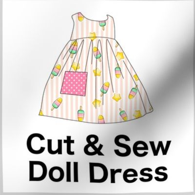 Popsicle Dream Cut & Sew Doll Dress on FAT QUARTER for Forever Virginia Dolls and other 1/8, 1/6 and 1/5 scale child dolls  // little small scale tiny mini micro doll 