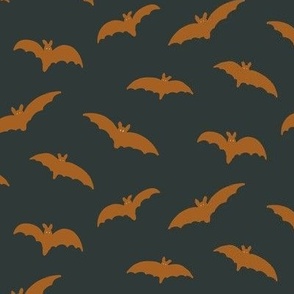 Cute Halloween Bats on a Dark Evergreen Solid Green