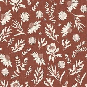 Medium Scale // Australiana Flora Eucalyptus, Echinacea, Protea and Wattle on Dark Puce Pink