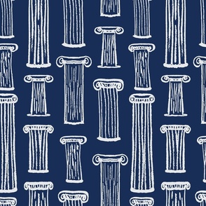 Greek Columns - Navy Blue and White