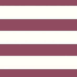 1 inch Two Tone Stripes in Burgundy Red and Off White