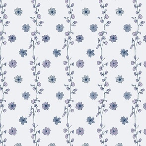 Whimsical daisies in pastel blues and lilac