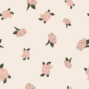Modern Pink Florals Roses- Pale Pink- Small