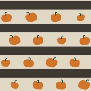 Pumpkins and Stripes in Orange, Brown, and Cream