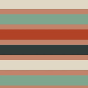 Copper, green, off white, and brown stripes