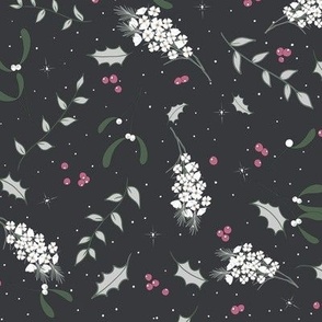  Tossed Winter Floral - Charcoal