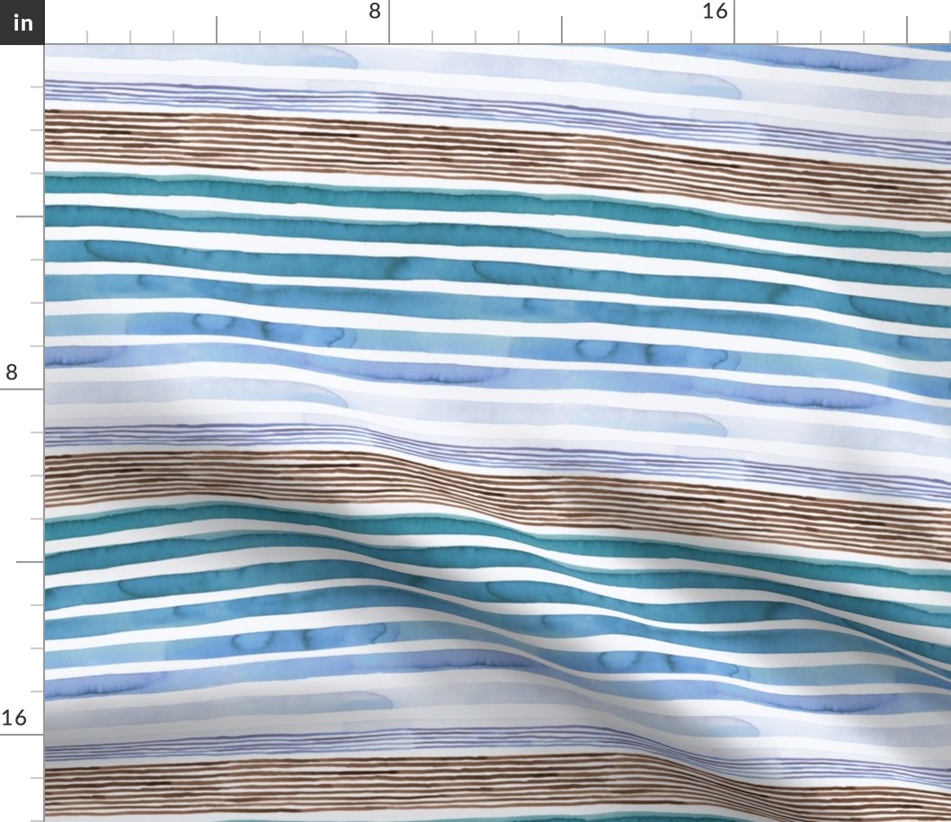 Artistic stripes watercolor Blue Small