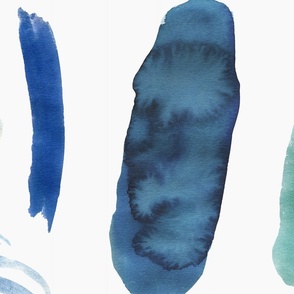 Minimal and abstract watercolor shapes Blue Jumbo Large