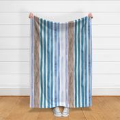 Artistic stripes watercolor Blue vertical Jumbo Large