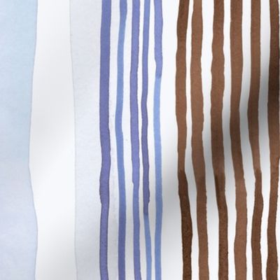 Artistic stripes watercolor Blue vertical Jumbo Large