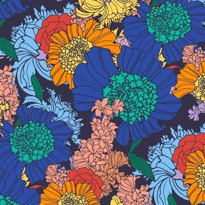 Floral Midnight Large 12-inch repeat (HALF-DROP)