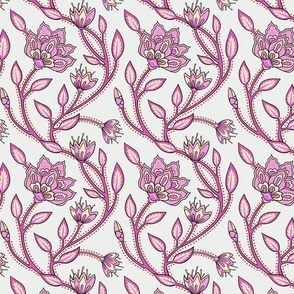 Indian Floral in lilac and pink - medium size