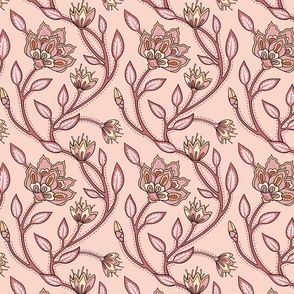 Indian Floral in pink and dusky pink - medium size