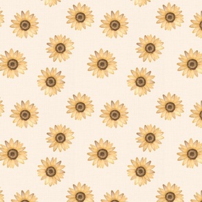 Watercolor sunflower on beige