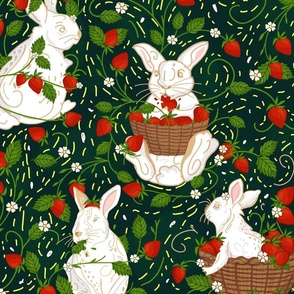 Bunnies eating strawberries large scale