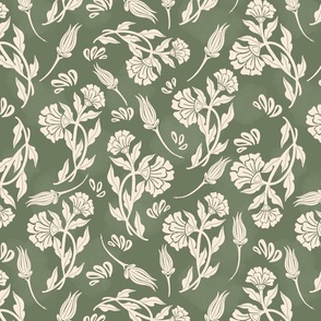  Rustic  woodland  olive green floral