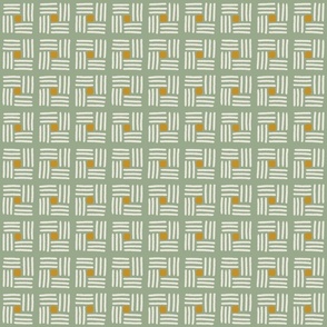 Arlo Abstract Square Stripes Checks - Sage Green