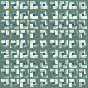 Arlo Abstract Square Stripes Checks - Dark Green