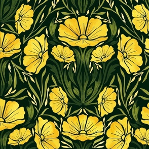 Glowing buttercups florals _ dark background