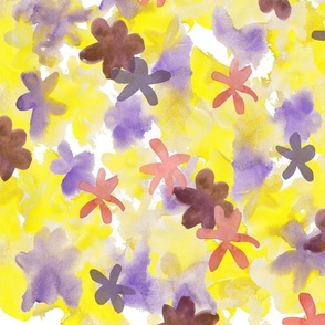 Spring Sprun yellow purple flowers