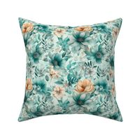 Teal Watercolor Florals 24