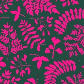 Wild Fern Forest - Green, Pink