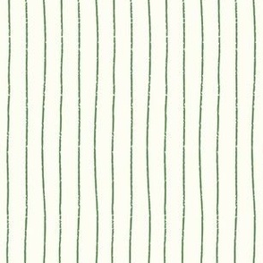 Hand-drawn Textured Stripes - Kelly Green on Soft Cream