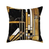 De_Stijl Geometric Art Deco Pattern in Black and Gold