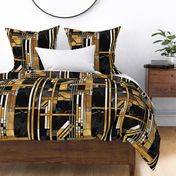 De_Stijl Geometric Art Deco Pattern in Black and Gold