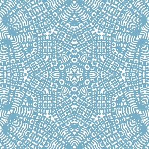 Denim Blue Tribal Tile Pattern - Texture - Kaleidoscope  