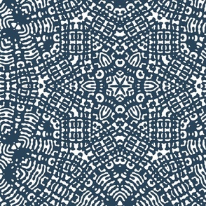 Indigo Blue Tribal Tile Pattern - Texture - Kaleidoscope  