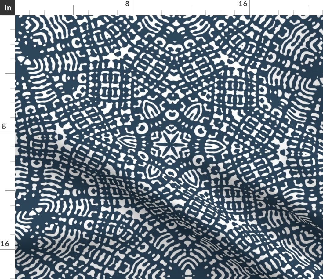 Indigo Blue Tribal Tile Pattern - Texture - Kaleidoscope  