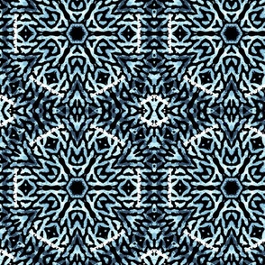 Indigo Tribal- Mandala- Tile Pattern - Blue and Black 