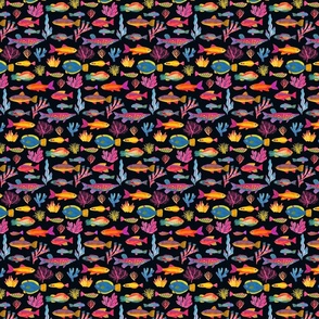 Mini Micro_Underwater_ Sea World tiny fish colorful black