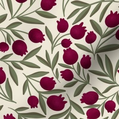 Whimsical Pomegranates in Red and Green for Rosh Hashanah
