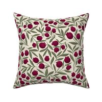 Whimsical Pomegranates in Red and Green for Rosh Hashanah