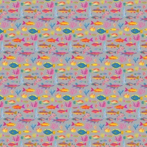 Mini Micro_Underwater_ Sea World tiny colorful fish grey