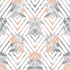 Peach and Grey Rustic Tribal Chevron with Texture 