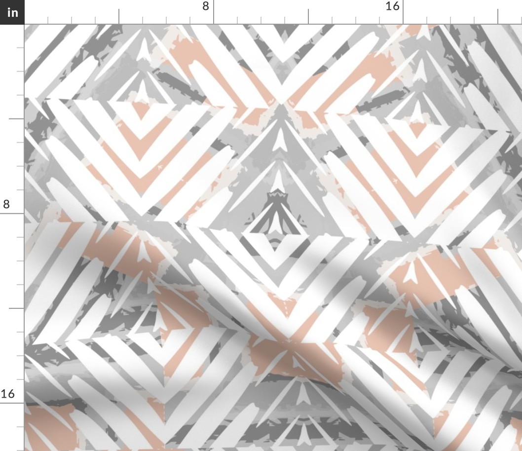 Peach and Grey Rustic Tribal Chevron with Texture 